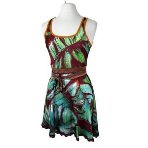 Cecilia Prado Dress Womens Small Tropical Waist Tie Mini Sleeveless Summer